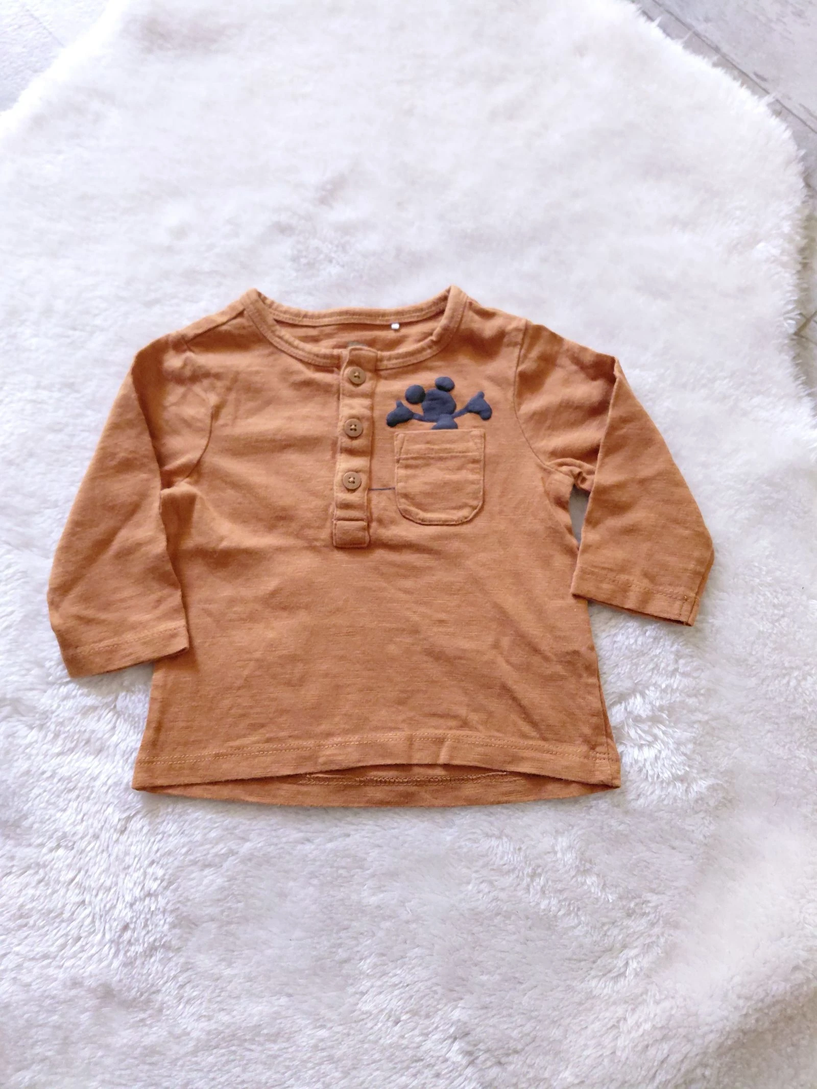 T-shirt manches longues carame Mickey Disney Baby orchestra 3 mois